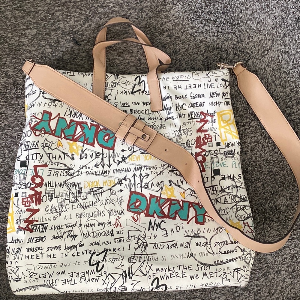 DKNY Lilly Graffiti White Tote Bag